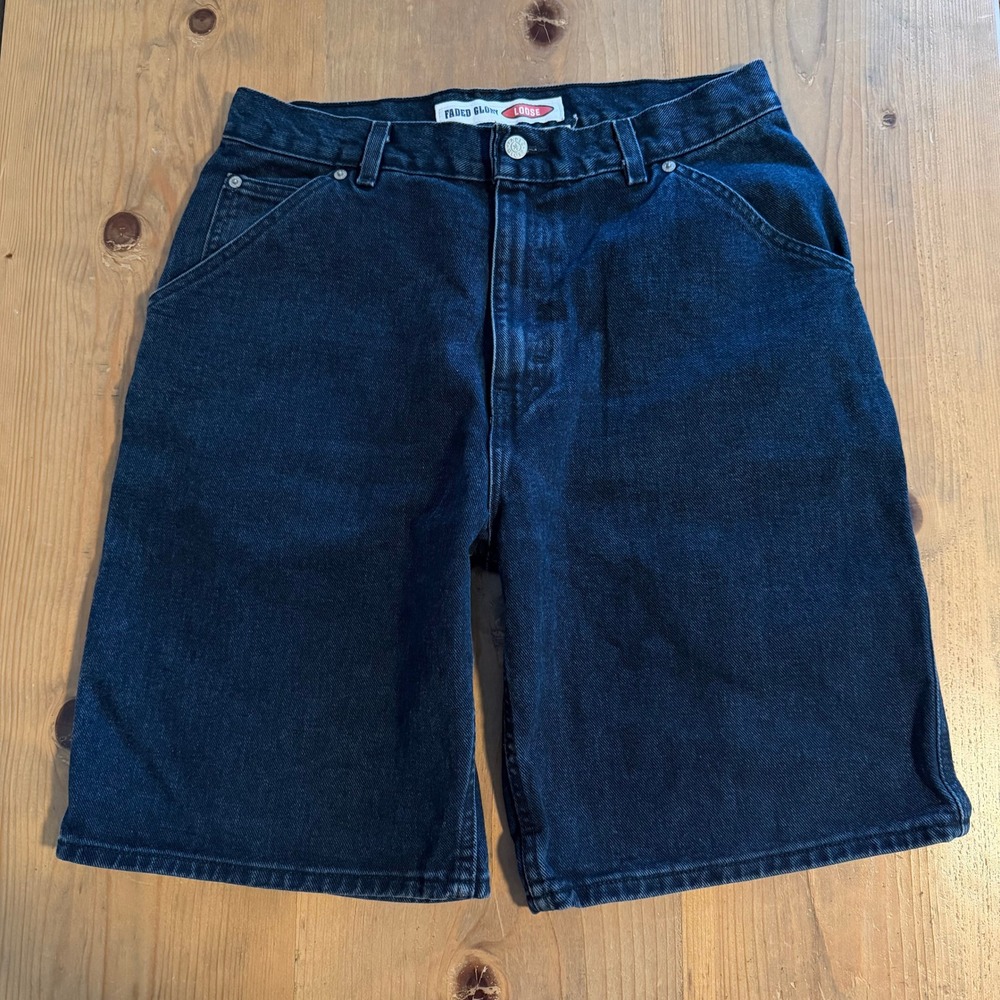Vintage Faded Glory Mens Loose Fit Denim Shorts Size 32 Jorts Y2K Skater Baggy